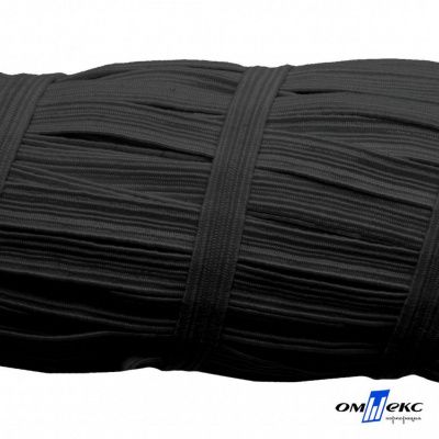 Резиновые нити с текстильным покрытием, шир. 6 мм (55 м/уп), цв.-черный - купить в Воронеже. Цена: 210.75 руб.