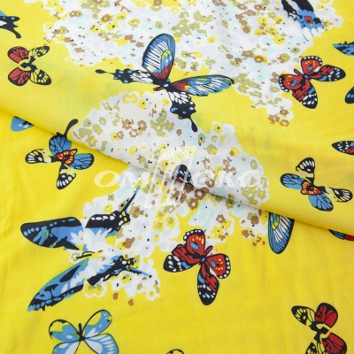 Плательная ткань "Софи" 7.2, 75 гр/м2, шир.150 см, принт бабочки - купить в Воронеже. Цена 241.49 руб.