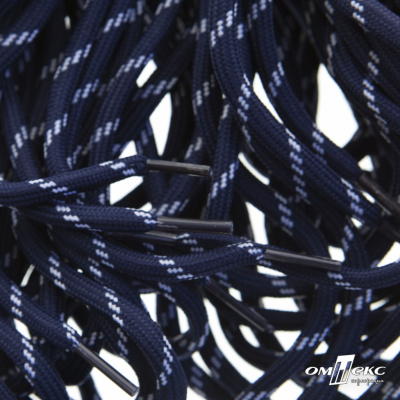 Шнурки #107-19, круглые 130 см, двухцветные цв.тём.синий/белый - купить в Воронеже. Цена: 22.14 руб.