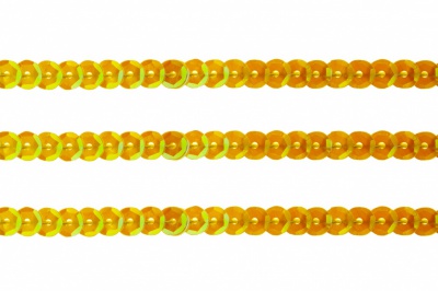 Пайетки "ОмТекс" на нитях, CREAM, 6 мм С / упак.73+/-1м, цв. 92 - золото - купить в Воронеже. Цена: 484.77 руб.