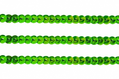 Пайетки "ОмТекс" на нитях, CREAM, 6 мм С / упак.73+/-1м, цв. 94 - зеленый - купить в Воронеже. Цена: 297.48 руб.