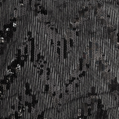 Трикотажное полотно с пайетками, шир.130 см, #311-бахрома чёрная - купить в Воронеже. Цена 1 183.35 руб.