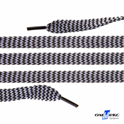 Шнурки #107-07, плоские 130 см, двухцветные цв.серый/чёрный - купить в Воронеже. Цена: 23.03 руб.