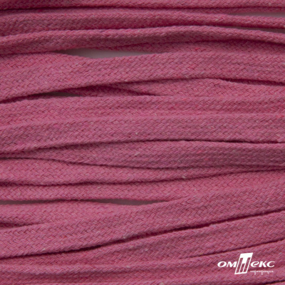 Шнур плетеный d-8 мм плоский, 70% хлопок 30% полиэстер, уп.85+/-1 м, цв.1029-розовый - купить в Воронеже. Цена: 735 руб.
