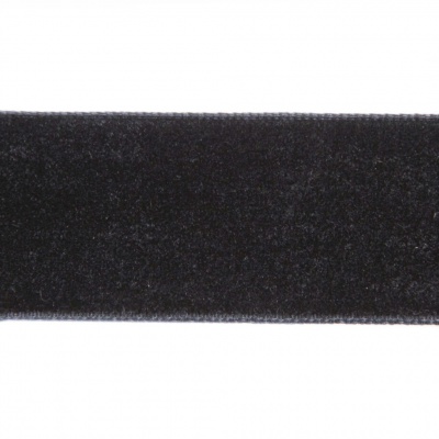 Лента бархатная нейлон, шир.25 мм, (упак. 45,7м), цв.03-черный - купить в Воронеже. Цена: 800.84 руб.