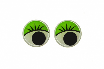 Глазки для игрушек, круглые, с бегающими зрачками, 12 мм/упак.50+/-2 шт, цв. -зеленый - купить в Воронеже. Цена: 96.01 руб.