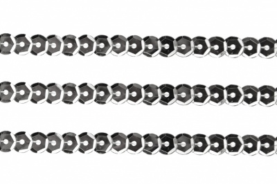 Пайетки "ОмТекс" на нитях, SILVER-BASE, 6 мм С / упак.73+/-1м, цв. 1 - серебро - купить в Воронеже. Цена: 468.37 руб.
