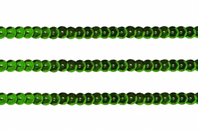 Пайетки "ОмТекс" на нитях, SILVER-BASE, 6 мм С / упак.73+/-1м, цв. 4 - зеленый - купить в Воронеже. Цена: 484.77 руб.