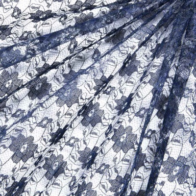 Кружевное полотно гипюр 10102, шир.150 см, цвет т.синий/dark blue - купить в Воронеже. Цена 177.14 руб.